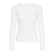 Feminin Cardigan Pointelle Strik Chalk