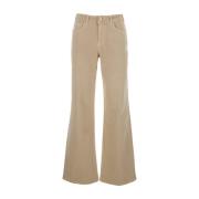 Beige Palazzo Jeans med Logo Patch