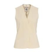 Beige Uld Blazer Vest