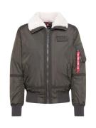 ALPHA INDUSTRIES Vinterjakke 'B15-3 TT'  khaki / rød / uldhvid