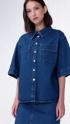 Aligne Bluse 'GIANA SHORT SLEEVE DENIM'  blå