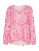 Cream Bluse 'Cassia'  lysegrøn / lys pink / hvid