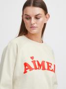 ICHI Sweatshirt 'LELA'  lys rød / offwhite