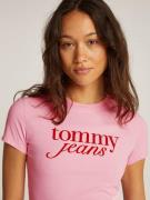 Tommy Jeans Shirts 'ESSENTIAL'  pink / rød