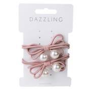 Dazzling Hår 2-pack Hair Ties Bow Pink