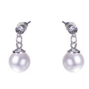 Dazzling Earring Col Clear Crystal On Stud W Hanging MOP Silver