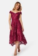 Goddiva Embroidered Lace Dress Wine S (UK10)