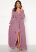 Goddiva Long Sleeve Chiffon Dress Dusty Lavendel XS (UK8)
