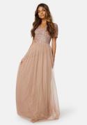 AngelEye Short Sleeve Sequin Dress Taupe S (UK10)