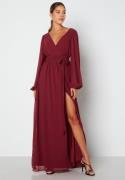 Goddiva Long Sleeve Chiffon Dress Berry XS (UK8)