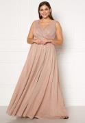 Goddiva Curve Wrap Front Sleeveless Maxi Curve Dress With Split Nude 54 (UK26)