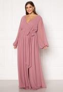 Goddiva Curve Long Sleeve Chiffon Maxi Curve Dress Dusty Pink 44 (UK16)