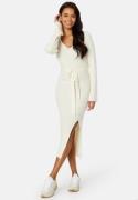 BUBBLEROOM Slit Knitted Midi Dress Cream XL