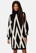 Object Collectors Item Ray L/S Knit Rollneck Dress Black Pattern:SANDSH XS