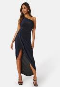 John Zack Glitter One Shoulder Rouch Dress Navy XXS (UK6)