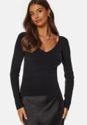 BUBBLEROOM V-neck Knitted Top Black S