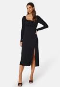 BUBBLEROOM Neija Square Neck Midi Dress  Black XL