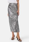 Pieces Pcniri high waist ankle skirt Silver Detail:SEQUIN S