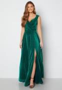Goddiva Glitter Wrap Maxi Dress Emerald M (UK12)