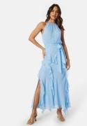 FOREVER NEW Bridie Halter Neck Ruffle Maxi Dress Clear Day 34