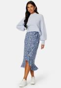 Happy Holly Frill Wrap Skirt Blue/Patterned 36/38