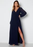 Goddiva Long Sleeve Chiffon Dress Navy M (UK12)