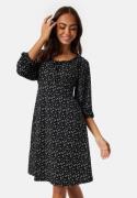 Happy Holly Soft Puff Sleeve Dress Black/Floral 44/46