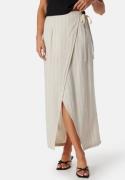 VERO MODA Vmmindy High Waist long wrap linen skirt Beige/Striped 40