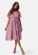 Goddiva Flutter Chiffon Midi Dress Lavender L (UK14)