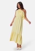 John Zack One Shoulder Ruffle Maxi Dress Light Yellow XXS (UK6)