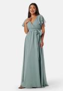 Goddiva Flutter Chiffon Maxi Dress Sage Green M (UK12)