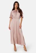 Bubbleroom Occasion Butterfly Sleeve Satin Midi Dress Light nougat 40