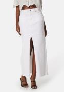 BUBBLEROOM Denim Slit Midi Skirt Offwhite 44