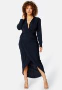 John Zack Curve Long Sleeve Rouch Curve Dress Navy 50 (UK22)