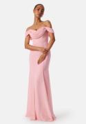 Goddiva Chiffon Off Shoulder Maxi Dress Blush L (UK14)