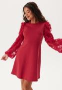 Happy Holly 3D Floral Sleeve Short Dress Red 32/34