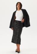 Pieces Pcserena Sequin Hw Midi Skirt Black Detail:black Detail XS