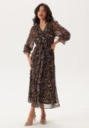 BUBBLEROOM Flounce Midi Dress Leopard XS