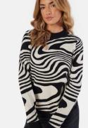 Object Collectors Item Ray L/S Knit Pullover Black Pattern:Sandshell zebra S