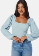 BUBBLEROOM Square Neck Balloon Sleeve Top Light blue S