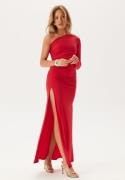 John Zack Long Sleeve One Shoulder Maxi Dress Red S (UK10)