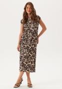 BUBBLEROOM Pleated Cap Sleeve Dress Patterned S