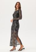 YAS Yaspolima Ls Long Lace Dress  Black Detail:SILVER S