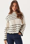 VILA Viovirina High Neck L/S CABLE  Birch/Black Beauty M