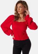 BUBBLEROOM Square Neck Smock Top Red M