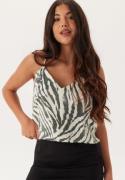 BUBBLEROOM  V-neck Shimmer Strap Singlet  Zebra XL