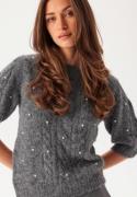 VERO MODA Vmnova Ss Pearl Puff Pullover Dark Grey Melange Detail:w. Wh L