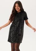 Pieces Pcserena Sequin Ss O-neck Dres Black Detail:black Detail S