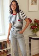 ONLY Onlheart Life S/S TEE JRS NOOS Cloud Dancer Stripes:night Sky L