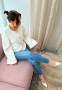 Chiara Forthi Wide Sleeve Bouclé Jacket Offwhite XS